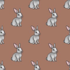 Cute Bunny Small Design on Mocha Mosses Background