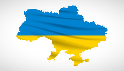 Obraz premium Ukraine Map Silhouette with National Flag Design