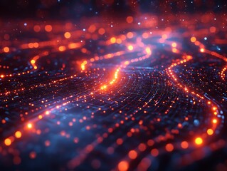 Abstract concept of digital transformation showcasing interwoven paths glowing circuits dynamic shapes that embody connectivity and innovation