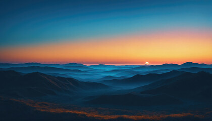 Obraz premium Majestic sunrise over misty mountains showcasing vibrant colors and serene atmosphere