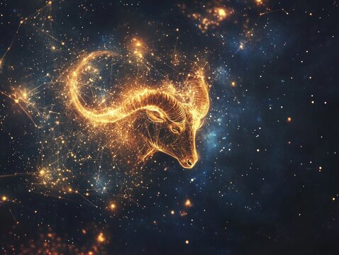 Glowing Taurus constellation in space.