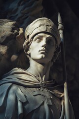 Obraz premium Statue of a historical warrior in detailed medieval armor