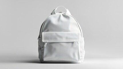 White blank textile backpack mockup in front, isolated against a white backdrop, Generative AI.