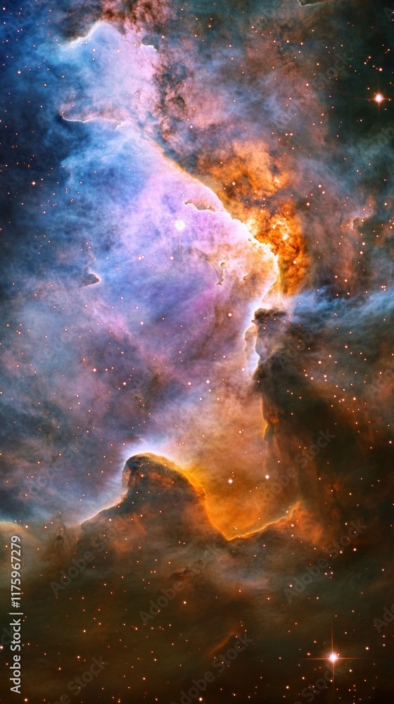 Aufkleber stunning cosmic nebula displaying vivid colors and celestial patterns with interstellar dust and bri