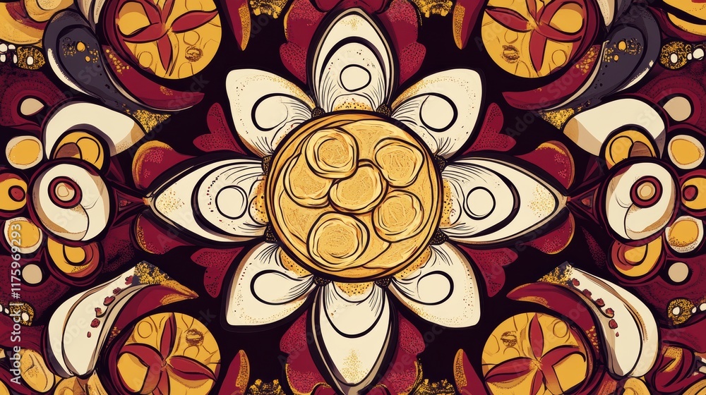 Poster Intricate hand drawn doodle featuring floral patterns and abstract shapes in vibrant colors and unique designs. Generative AI