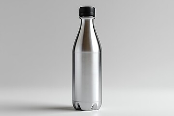 A Silver Plastic Bottle With A Black Cap
