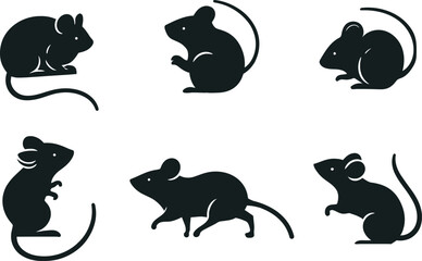 A collection of mice silhouettes for artwork compositions