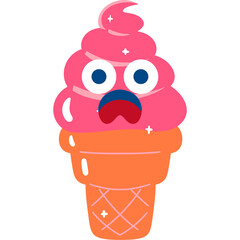 Strawberry Ice Cream Scared Face Cartoon