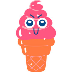 Strawberry Ice Cream Proud Face Cartoon
