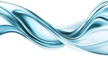 Obraz premium Wavy transparent aqua shapes with a clean white background. Minimalist and futuristic theme