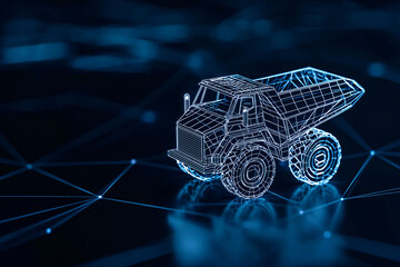 mining sustainability hologram, interactive metrics, dark room setting