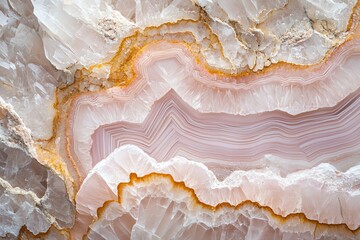 Obraz premium Close-up of rose quartz crystal formation with soft pink tones, intricate crystalline structure, raw mineral surface, detailed natural patterns