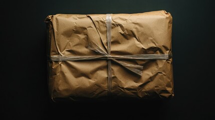 Obraz premium Rustic Brown Package Tied with Transparent Band. generative ai