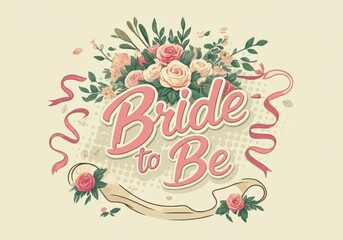 Obraz premium Elegant floral design featuring Bride to Be in soft colors