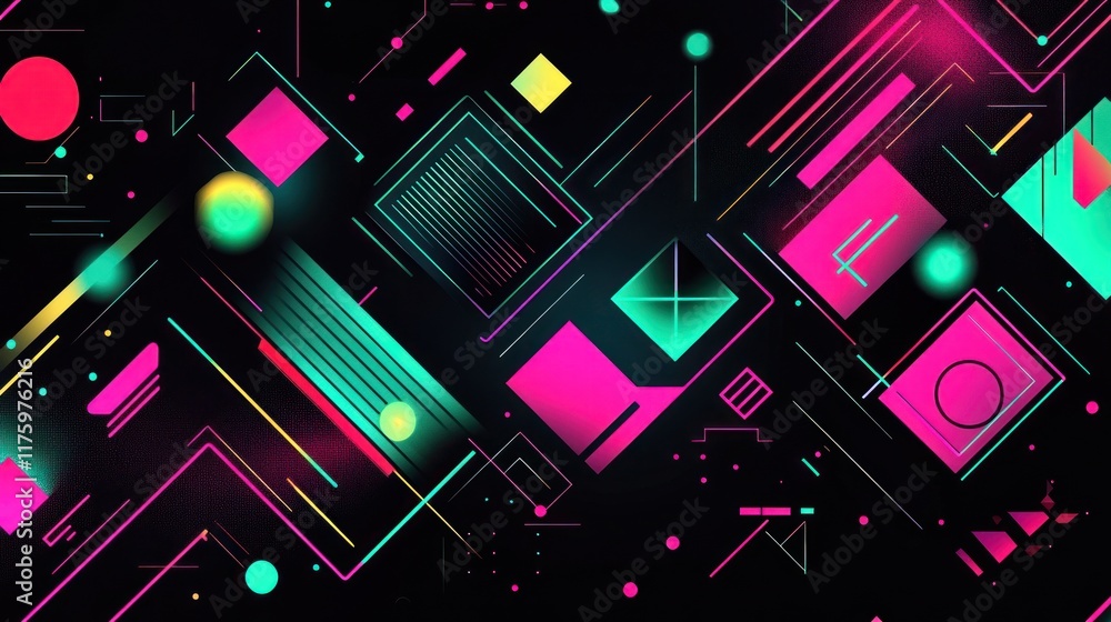 Poster abstract geometric background with vibrant colors and dynamic shapes for modern design, technology, 