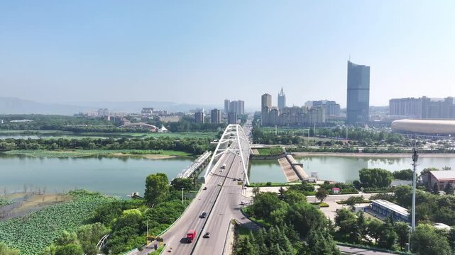 cityscape of modern city in sanmenxia,henan