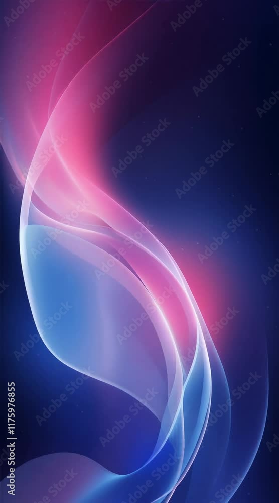 Leinwandbilder pink and blue translucent waves are swirling and flowing on a dark background, creating an abstract 