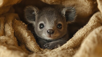 Adorable Baby Koala Resting In Its Pouch