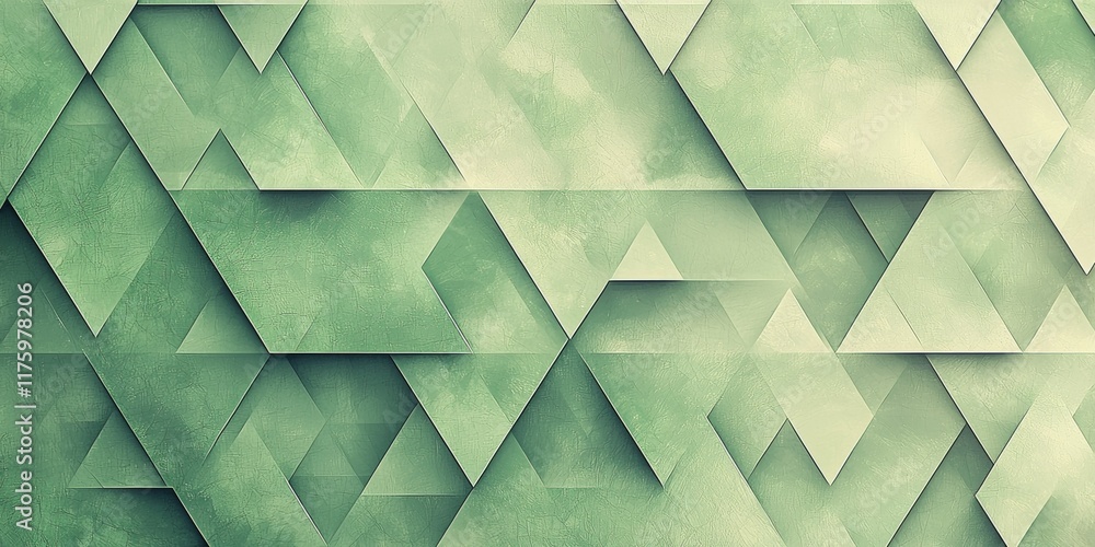 Poster abstract green geometric pattern interlocking triangles create a textured modern design