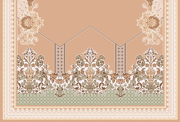 Modern Digital Floral Border Illustration – Stylish Background Design with Beautiful Textured Effects, Ideal for Fabric, Paper, and Textile Art