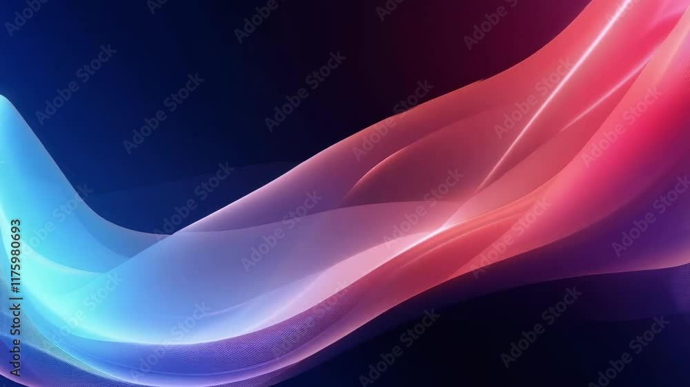 Poster Smooth elegant gradient mesh flowing creating colorful waves on a dark background, perfect for websites, presentations, or other digital designs