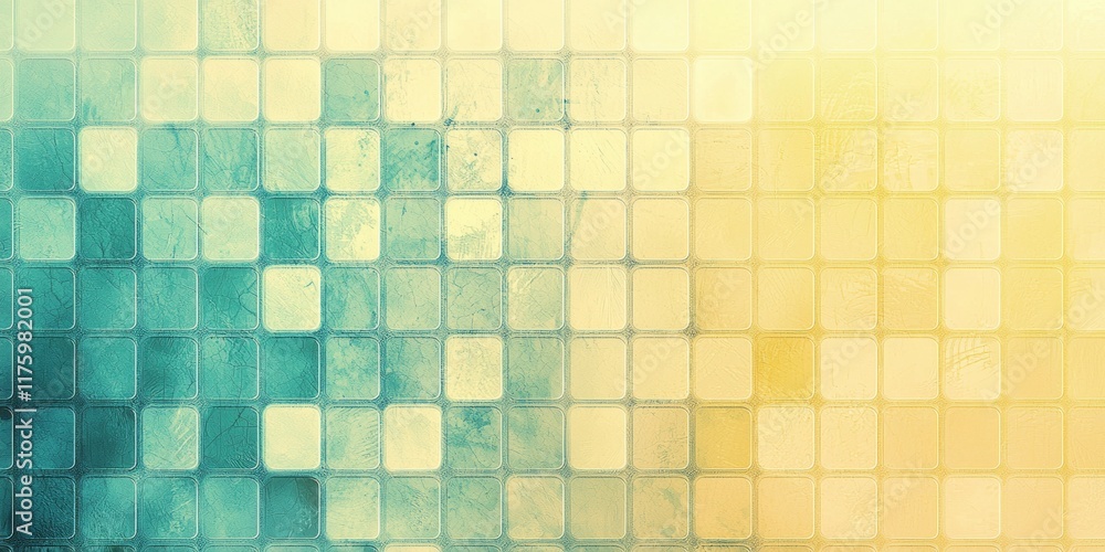Poster abstract textured background with a gradient of teal and beige squares