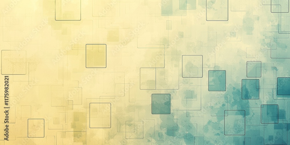 Aufkleber abstract background with overlapping squares in muted yellow and teal tones