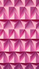Fototapeta premium Simple pink triangles arranged in a grid pattern creating a contemporary look in pink pattern background