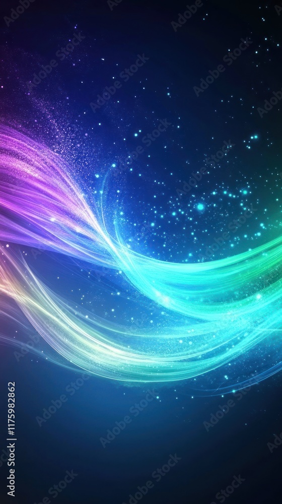 Aufkleber ethereal colorful swirls with sparkling particles in a vibrant night sky, abstract background for de
