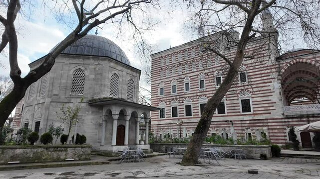 A view of the Zal Mahmut Pasha Mosque and Tomb in Eyup, Istanbul, Turkey