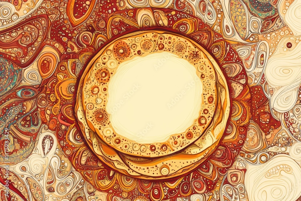 Aufkleber Colorful hand drawn doodle featuring circular patterns with vibrant colors and abstract shapes. Generative AI