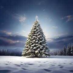 christmas tree in snow