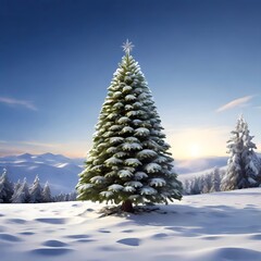 christmas tree in snow
