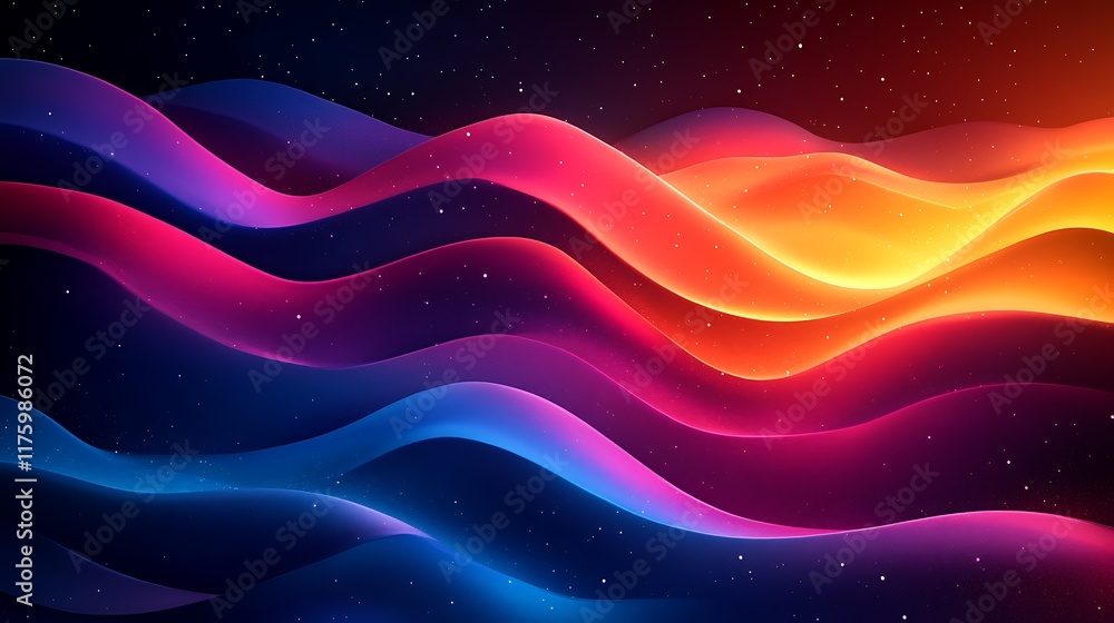 Poster flowing shapes bold gradients symbolizing the dynamics of customer journey mapping highlighting omni