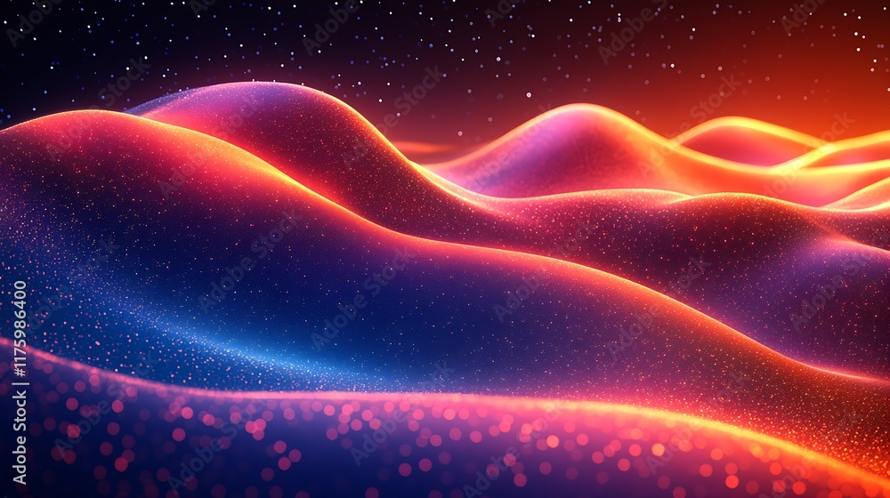 Poster flowing shapes bold gradients symbolizing the dynamics of customer journey mapping highlighting omni