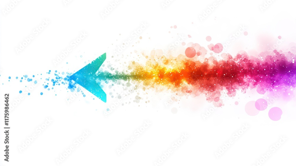 Aufkleber abstract glowing arrow with colorful particle trail on white background