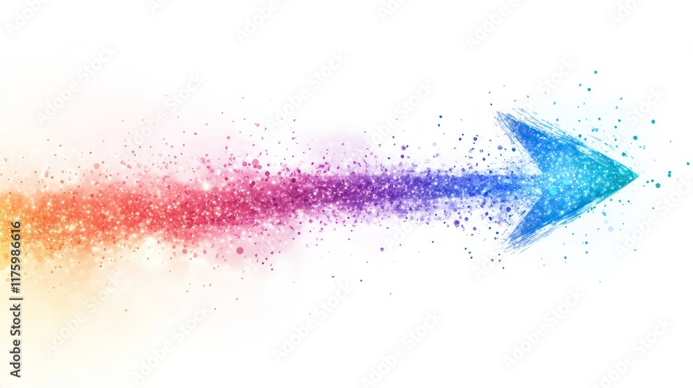 Aufkleber abstract glowing arrow with colorful particle trail on white background