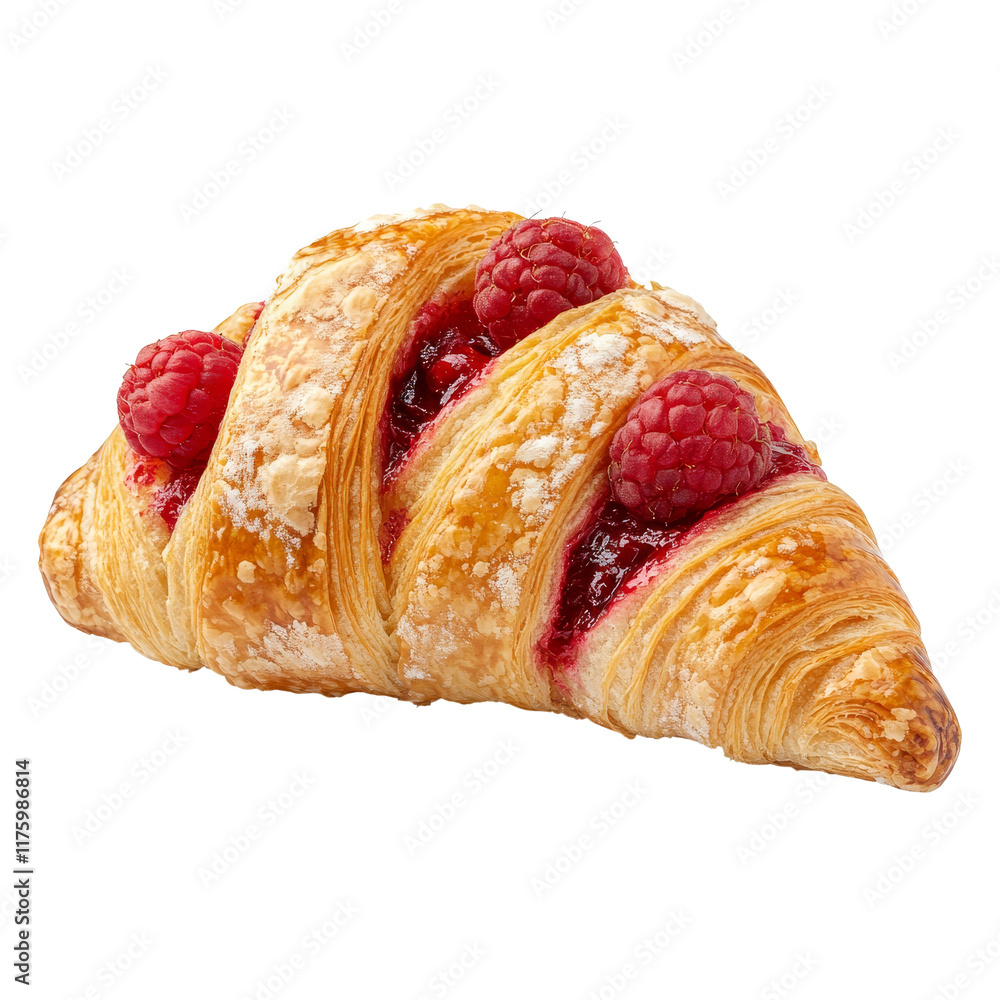 Poster delicious raspberry croissant on a transparent background ready for a delightful treat any time of d