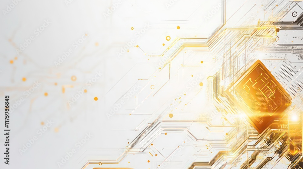 Aufkleber abstract golden circuit board design on a light background, ideal for tech-related projects and mode