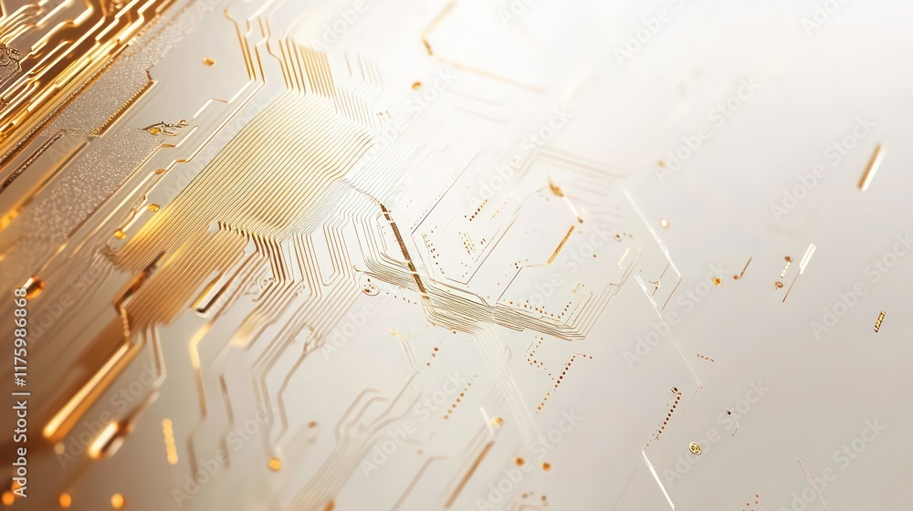 Aufkleber abstract golden circuit board design on a light background, ideal for tech-related projects and mode