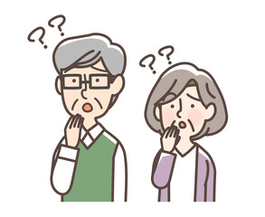 混乱するお年寄りの男女