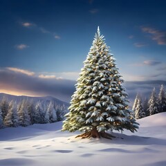 christmas tree in snow