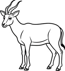 Addax line arts with white background. Addax portrait monochrome hand drawn animal illustration, transparent background