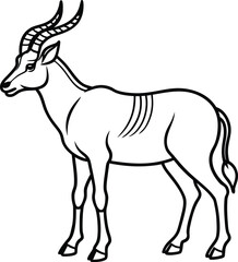 Addax line arts with white background. Addax portrait monochrome hand drawn animal illustration, transparent background