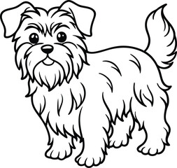Affenpinscher line arts with white background. Affenpinscher portrait silhouette of hand drawn animal illustration