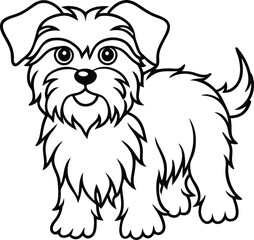 Affenpinscher line arts with white background. Affenpinscher portrait silhouette of hand drawn animal illustration