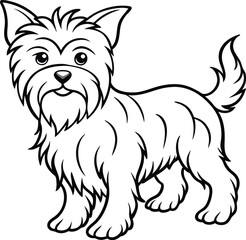 Affenpinscher line arts with white background. Affenpinscher portrait silhouette of hand drawn animal illustration