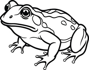 African Bullfrog Black Silhouette Vector Design. African bullfrog line arts with white background