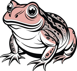 African Bullfrog Black Silhouette Vector Design. African bullfrog line arts with white background