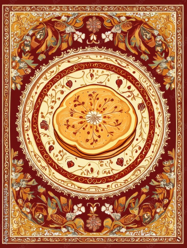 Aufkleber artistic hand drawn doodle featuring intricate floral patterns and a central circular design showcas